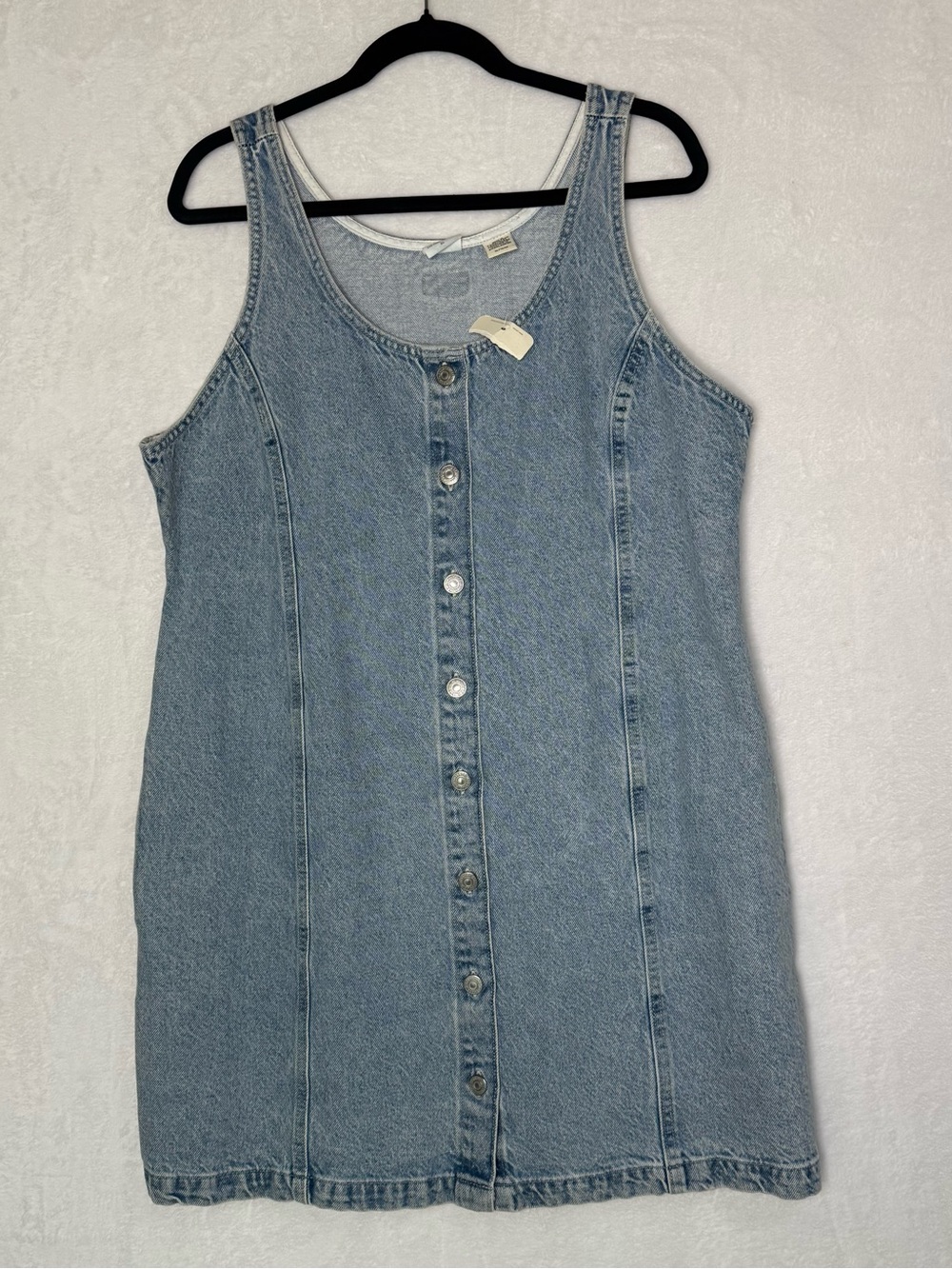 Levi's Denim Dress Women’s XL Light Wash Button Front Scoop Neck Y2K